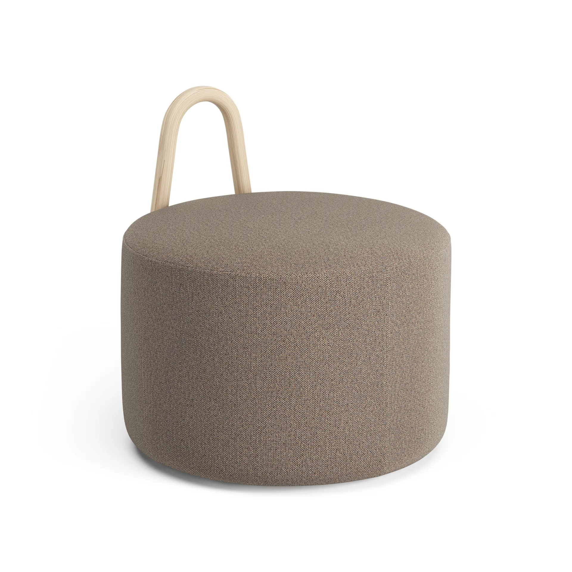 Amstelle pouf medium with wheel oak natural lacquer, Main Line Flax 23 Swedese