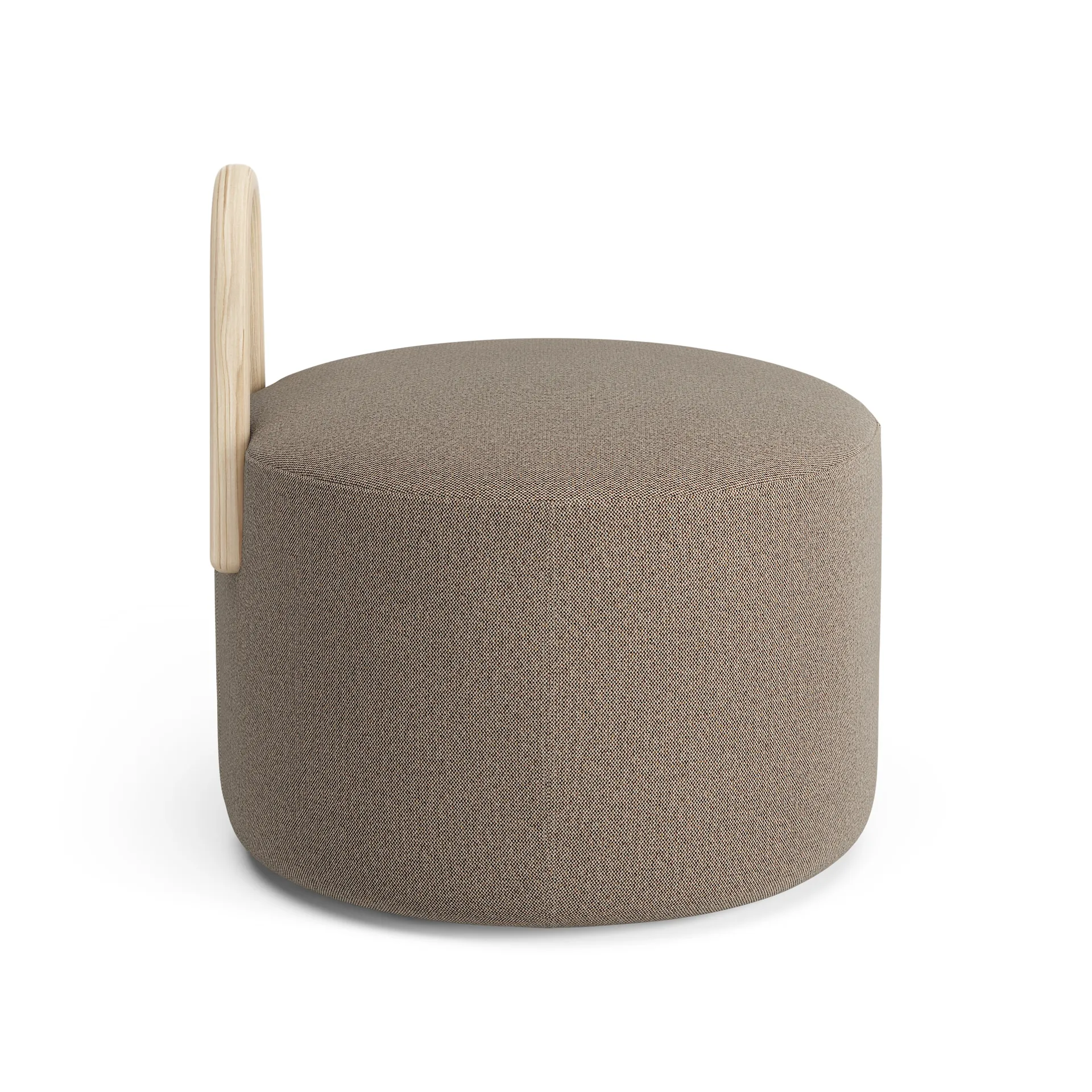 Amstelle pouf medium with wheel oak natural lacquer, Main Line Flax 23 Swedese