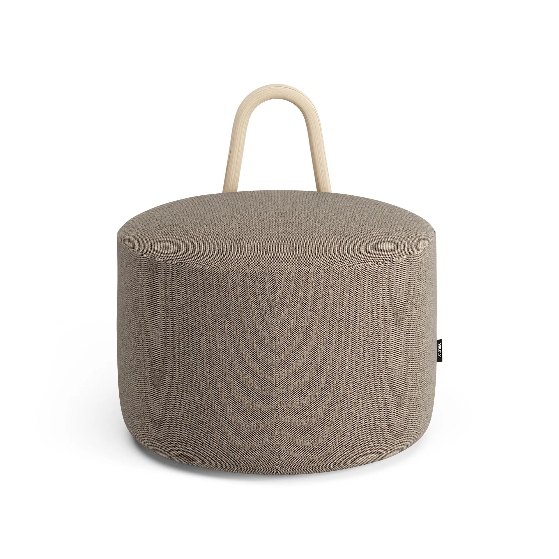 Amstelle pouf medium with wheel oak natural lacquer, Main Line Flax 23 Swedese