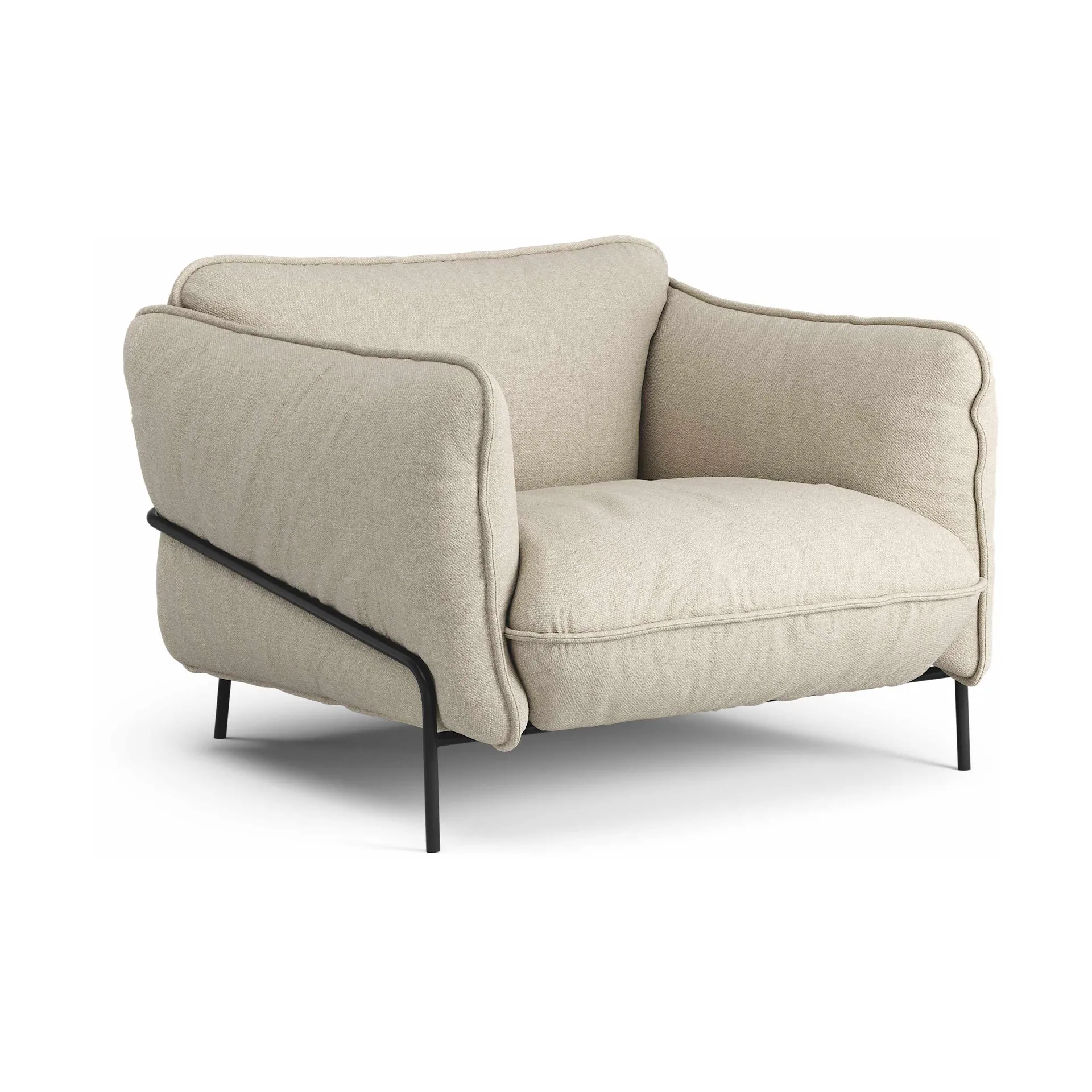 Continental armchair, Sealife Dark beige/white-black lacquered steel Swedese