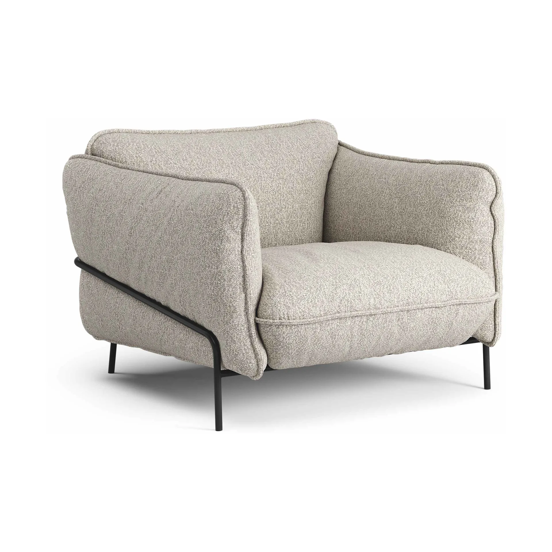 Continental armchair, Wave Cobblestone-black lacquered steel Swedese