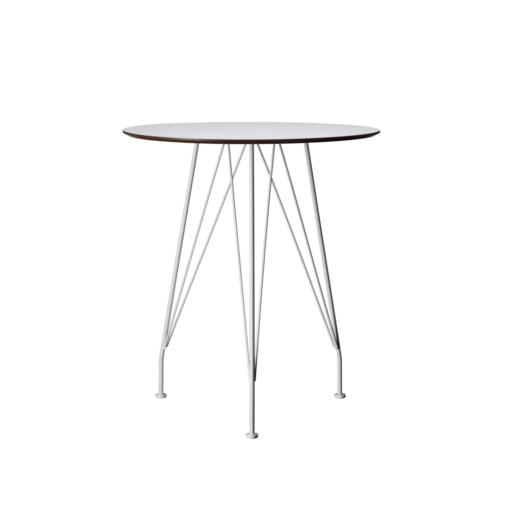 Desirée café table, White laminate, ø110cm, white lacquered base Swedese