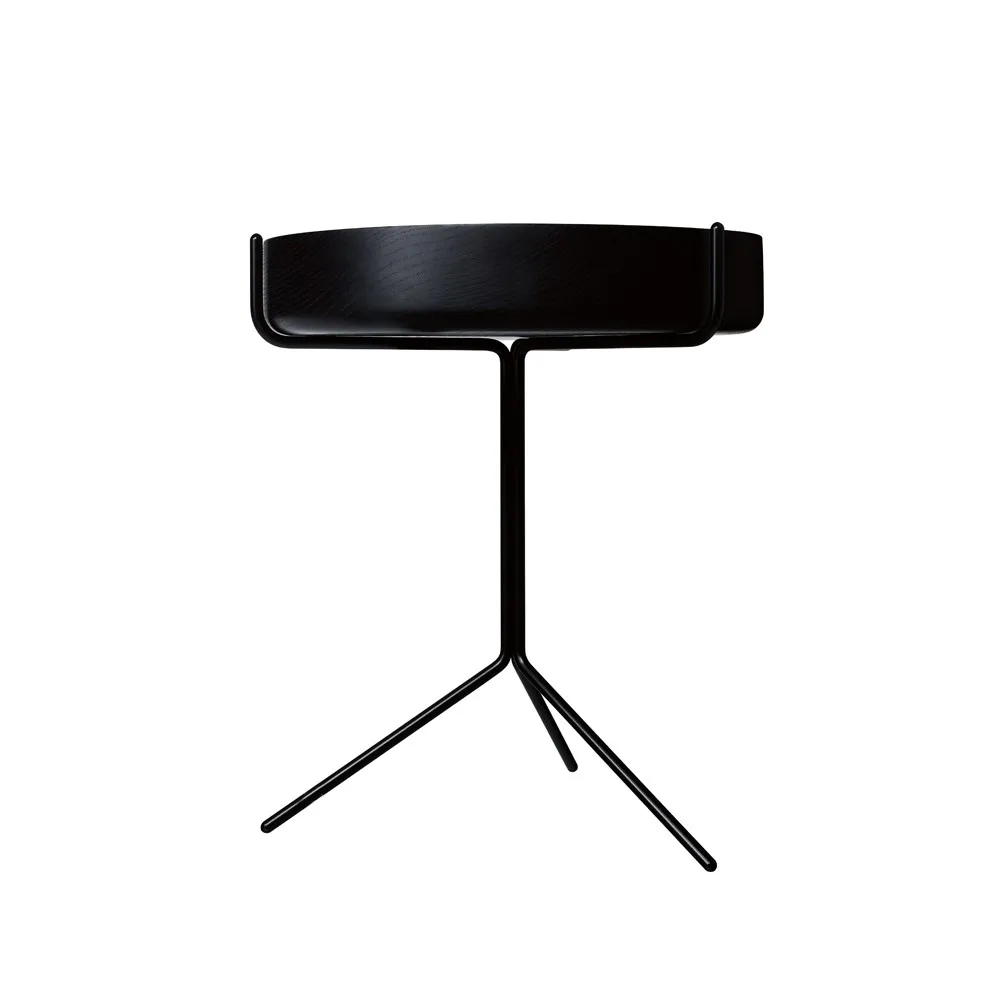 Drum table, Black glazed-h.46cm-black stand Swedese