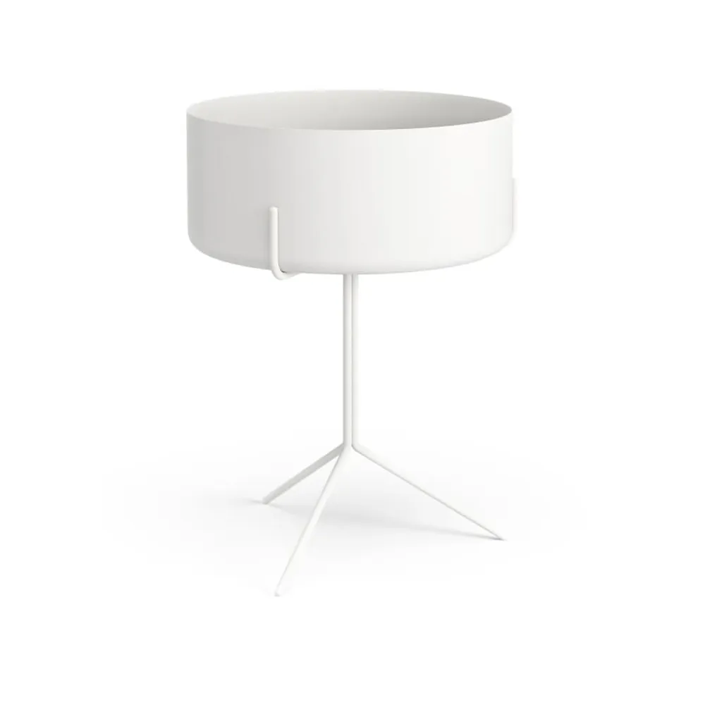 Drum table, White, plant pot Swedese
