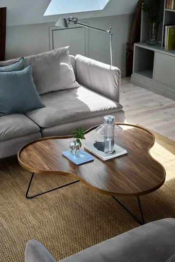 Flower mono table Special Edition 107x114 cm - H39 cm-lacquered walnut-black lacquered steel - Swedese
