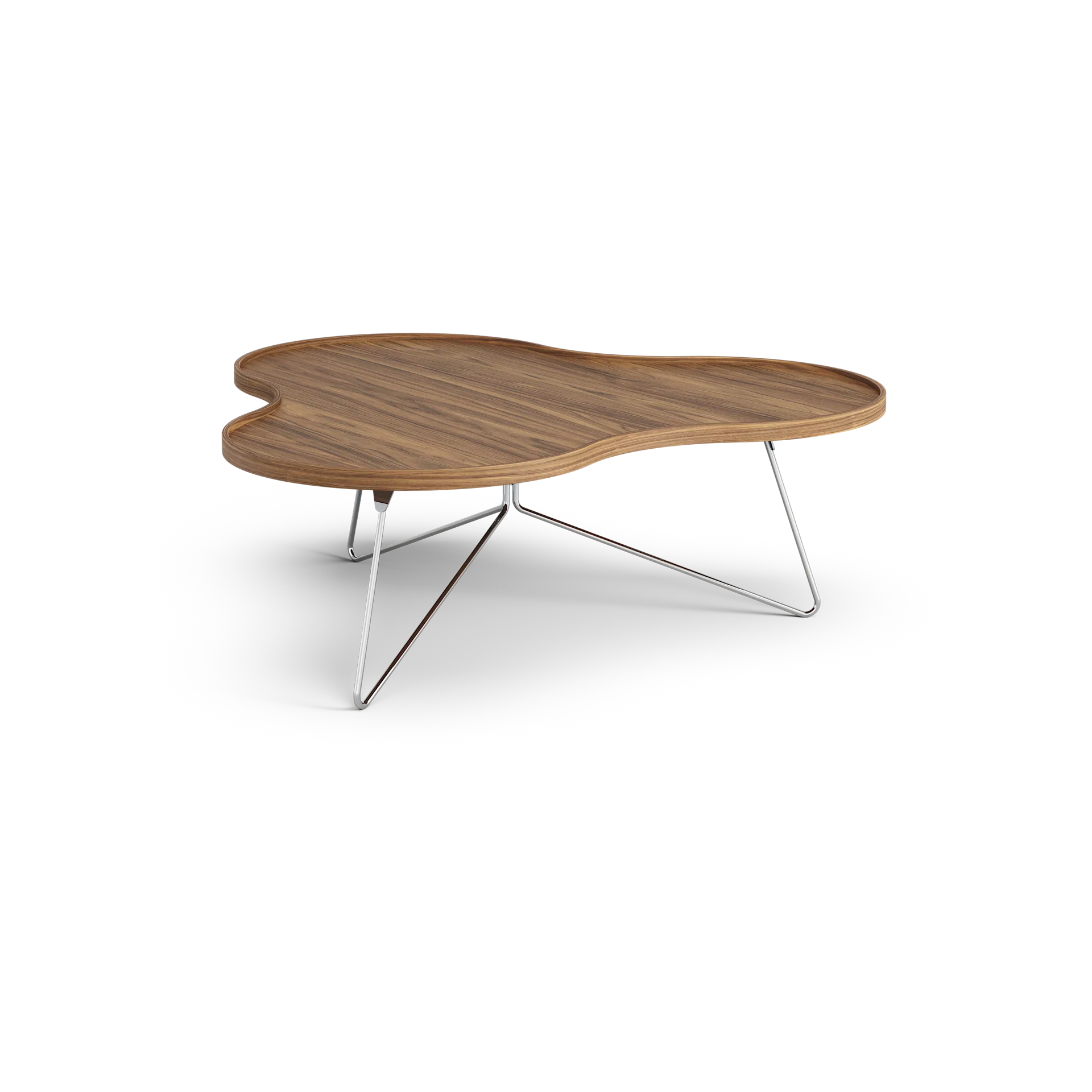 Flower mono table Special Edition 107x114 cm, H39 cm-lacquered walnut-chromed steel Swedese
