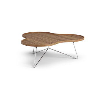 Flower mono table Special Edition 107x114 cm - H39 cm-lacquered walnut-chromed steel - Swedese