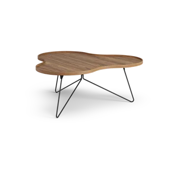 Flower mono table Special Edition 107x114 cm - H45 cm-lacquered walnut-black lacquered steel - Swedese