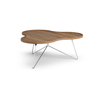 Flower mono table Special Edition 107x114 cm - H45 cm-lacquered walnut-chromed steel - Swedese