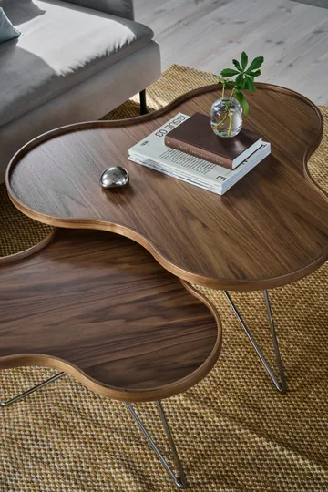 Flower mono table Special Edition 62x66 cm - H39 cm-lacquered walnut-chromed steel - Swedese