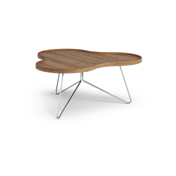 Flower mono table Special Edition 84x90 cm - H39 cm-lacquered walnut-chromed steel - Swedese