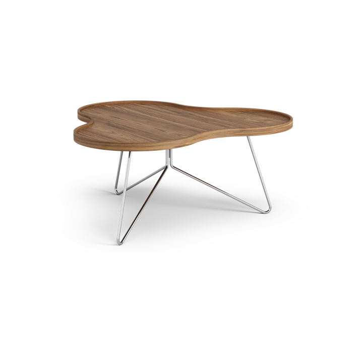 Flower mono table Special Edition 84x90 cm - H39 cm-lacquered walnut-chromed steel - Swedese