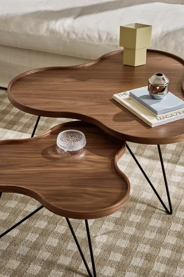 Flower mono table Special Edition 84x90 cm - H45 cm-lacquered walnut-black lacquered steel - Swedese