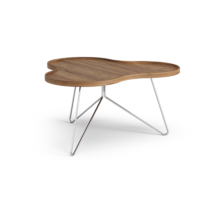 Flower mono table Special Edition 84x90 cm - H45 cm-lacquered walnut-chromed steel - Swedese