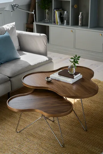 Flower mono table Special Edition 84x90 cm - H45 cm-lacquered walnut-chromed steel - Swedese