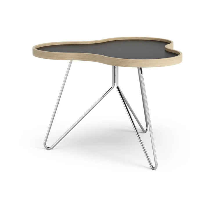 Flower table 62x66 cm - 45 cm, Black-oak edge-chrome base - Swedese