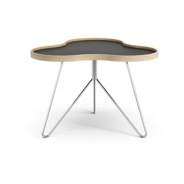 Flower table 62x66 cm - 45 cm, Black-oak edge-chrome base - Swedese