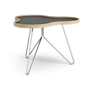 Flower table 62x66 cm - 45 cm, Black-oak edge-chrome base - Swedese
