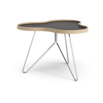 Flower table 62x66 cm - 45 cm, Black-oak edge-chrome base - Swedese