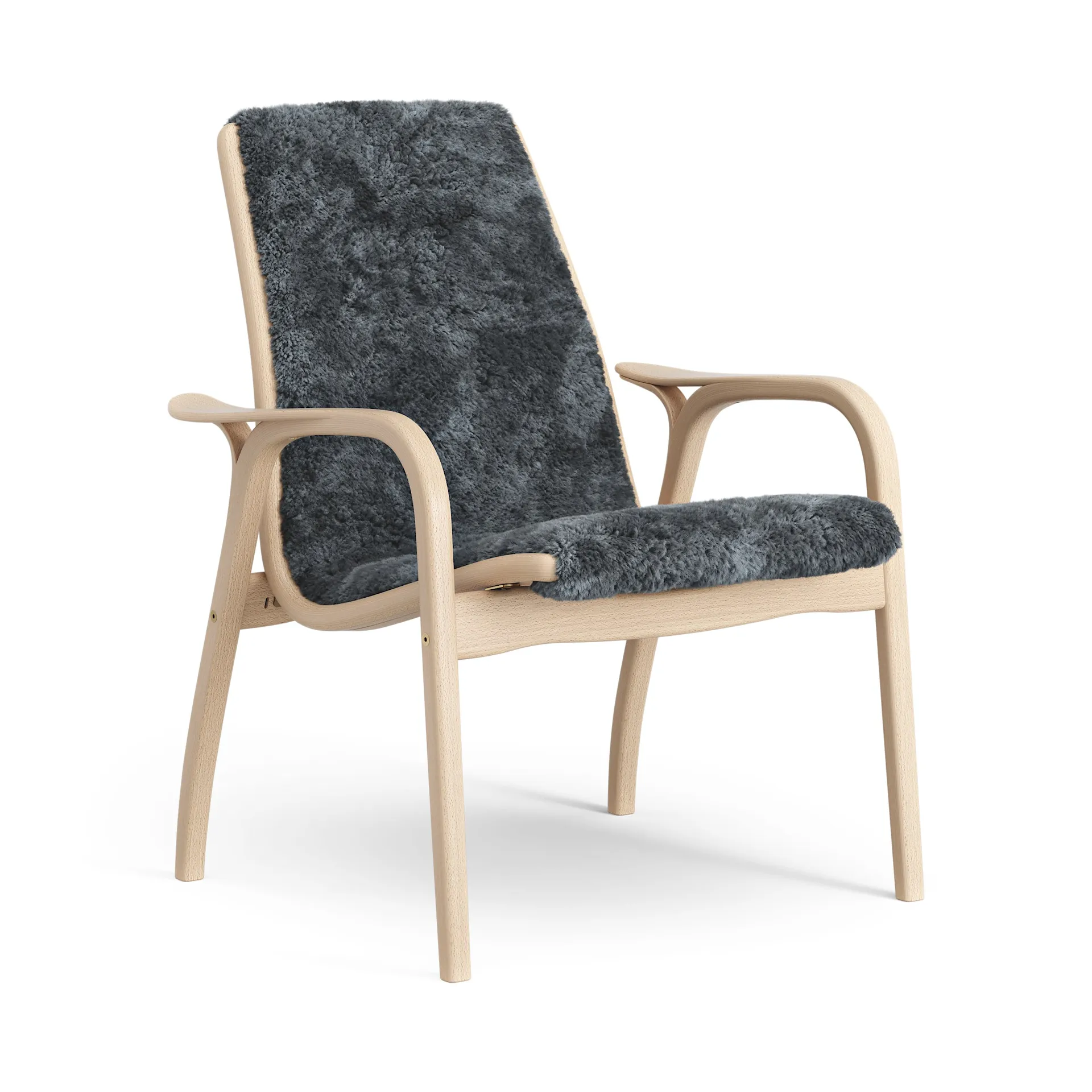 Laminett arm chair laquered beech/sheep skin, Charcoal (dark grey) Swedese