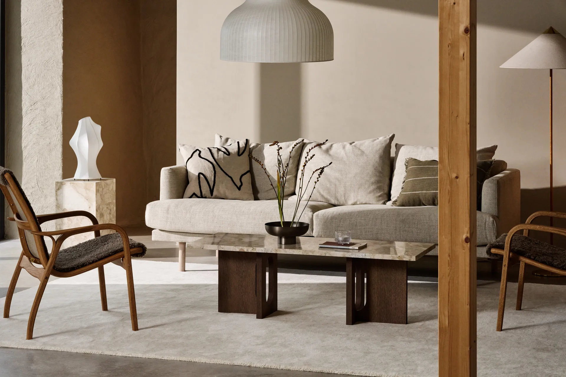 Laminett arm chair oiled oak/sheep skin, Sahara (nougat brown) Swedese
