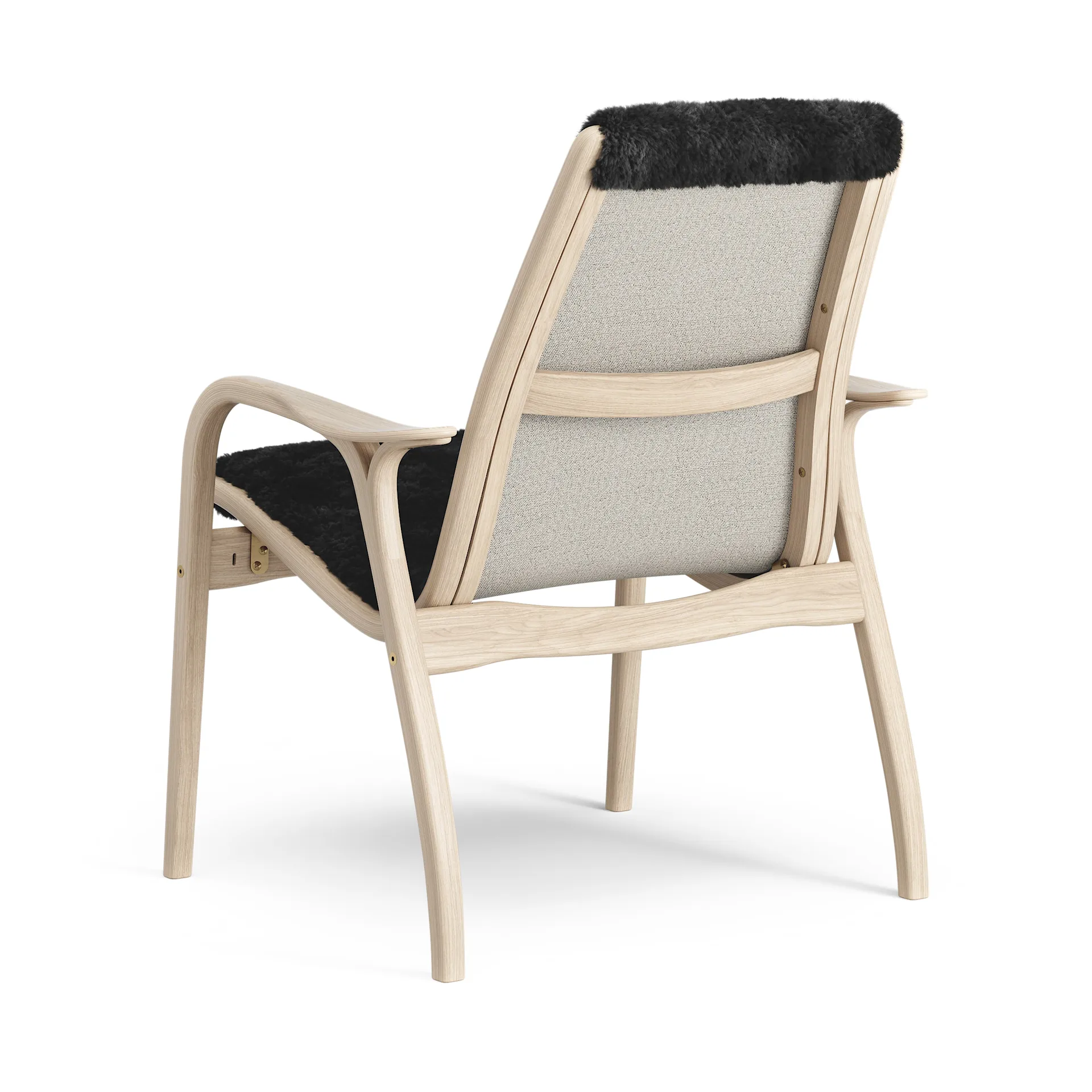 Laminett arm chair white pigmented oak/sheep skin, Black (black) Swedese