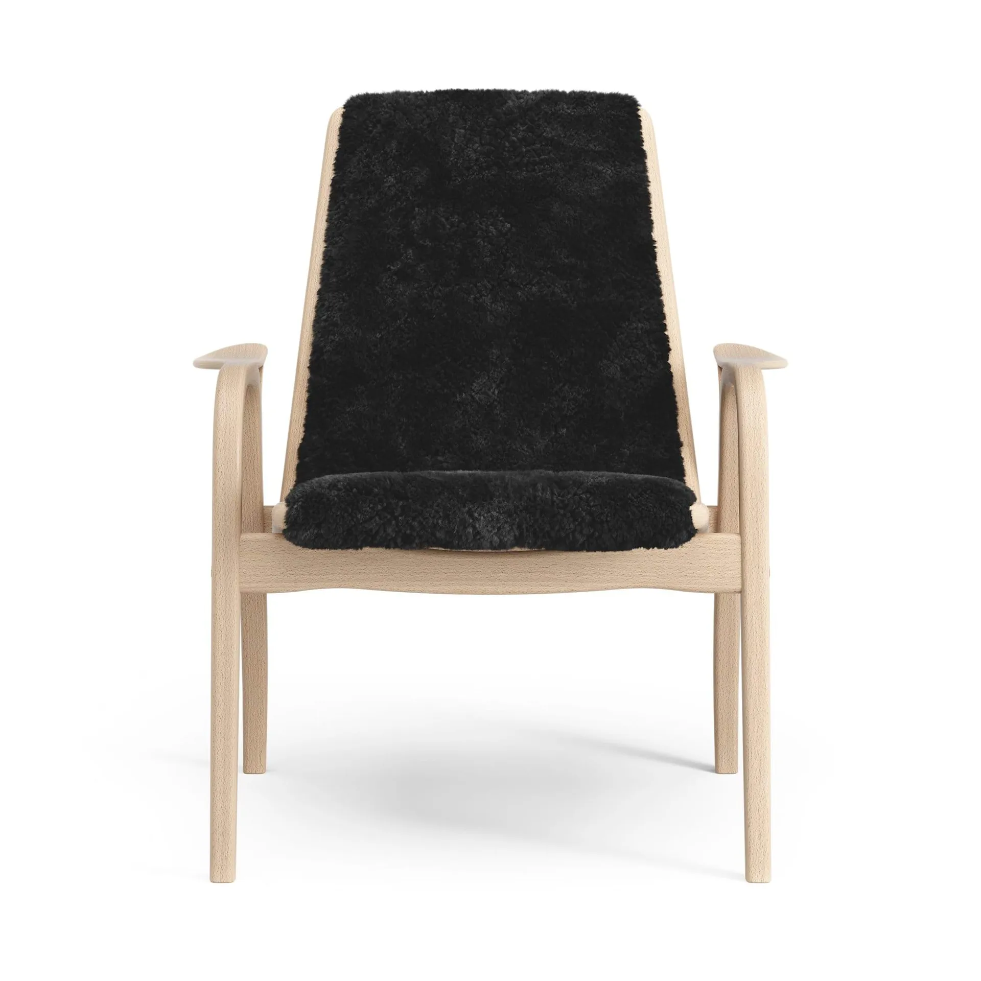 Laminett armchair, Sheepskin black-lacquered beech Swedese