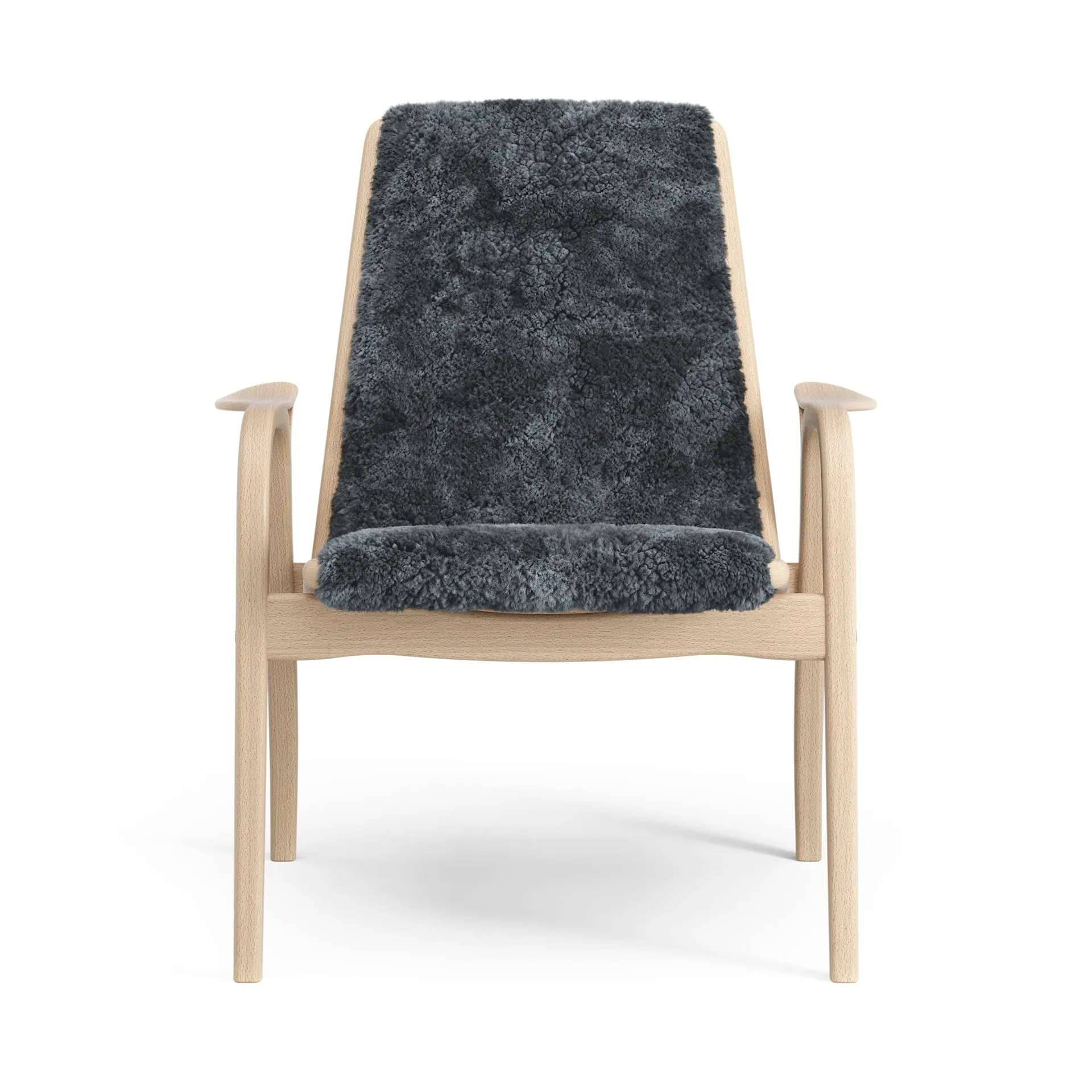 Laminett armchair, Sheepskin Charcoal-lacquered beech Swedese