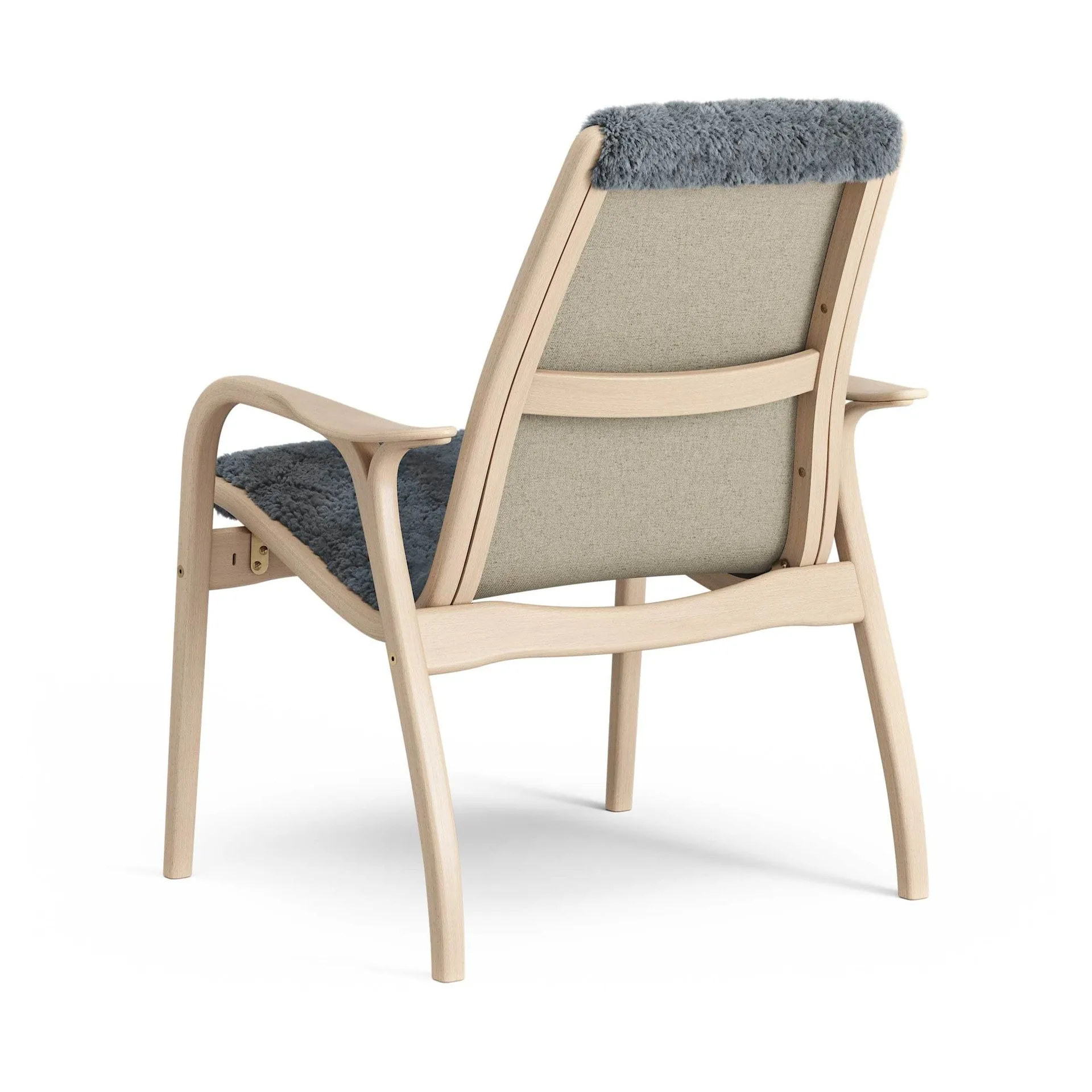 Laminett armchair, Sheepskin Charcoal-lacquered beech Swedese