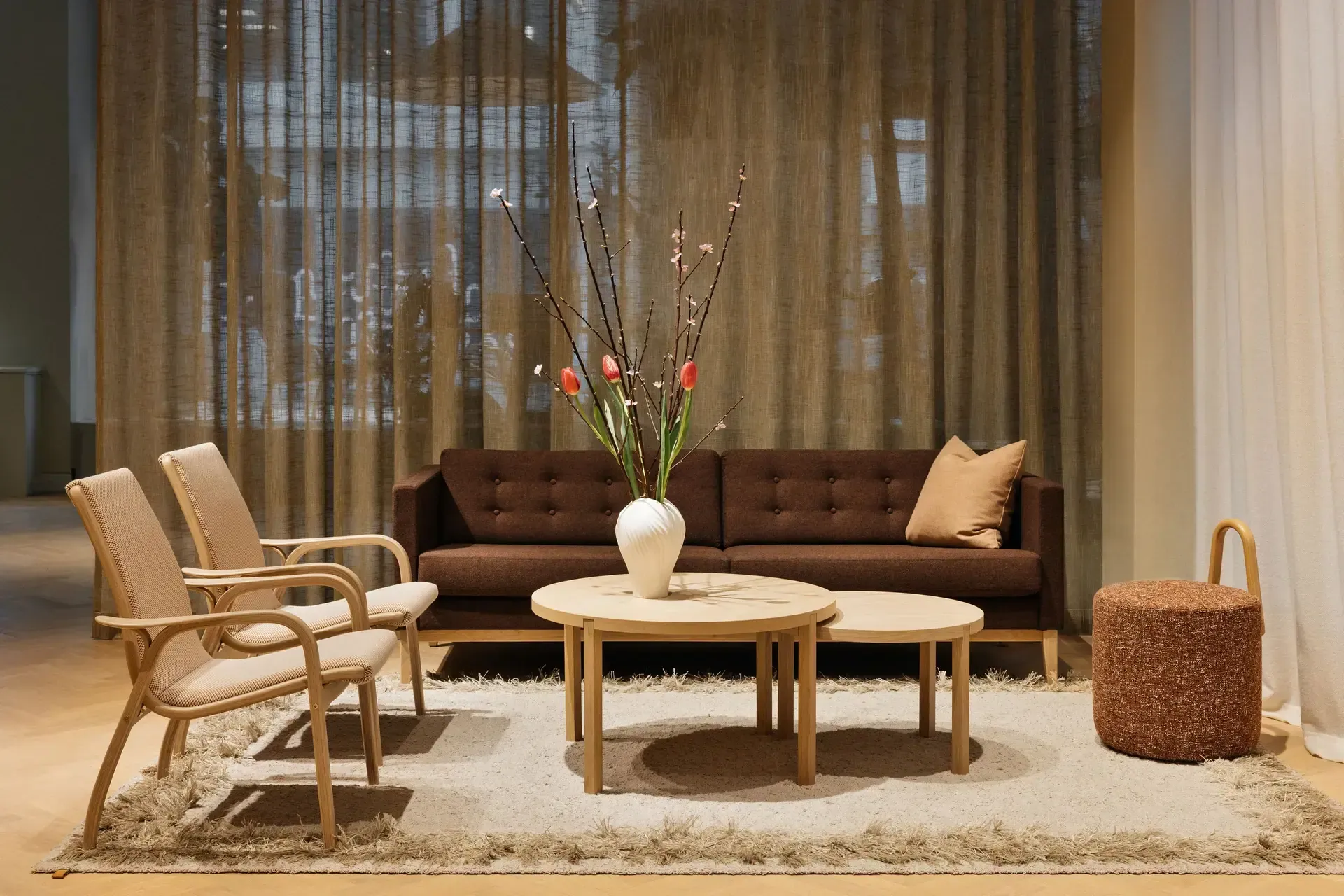 Laminett armchair, Sheepskin Charcoal-lacquered beech Swedese