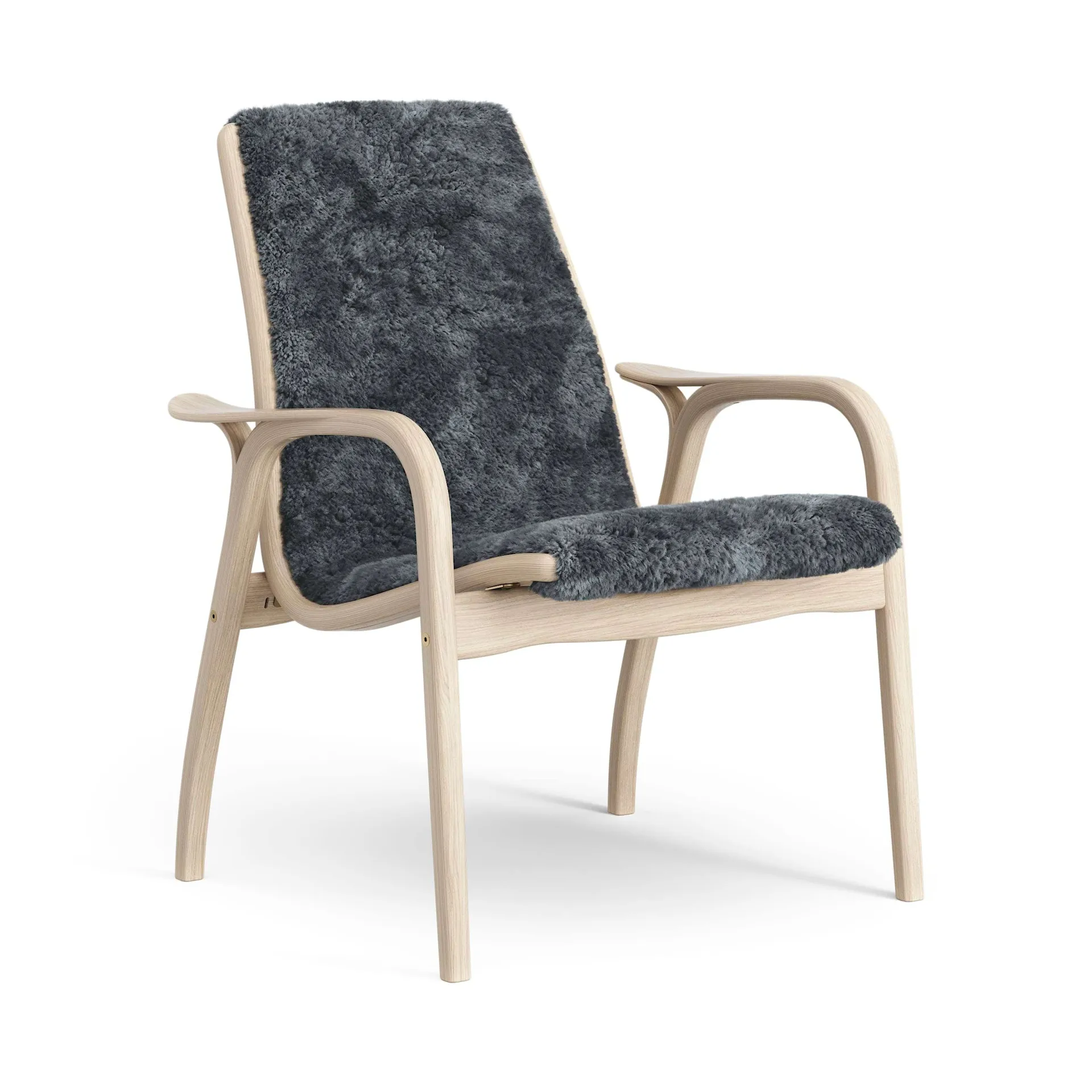 Laminett armchair, Sheepskin Charcoal-white pigmented oak Swedese