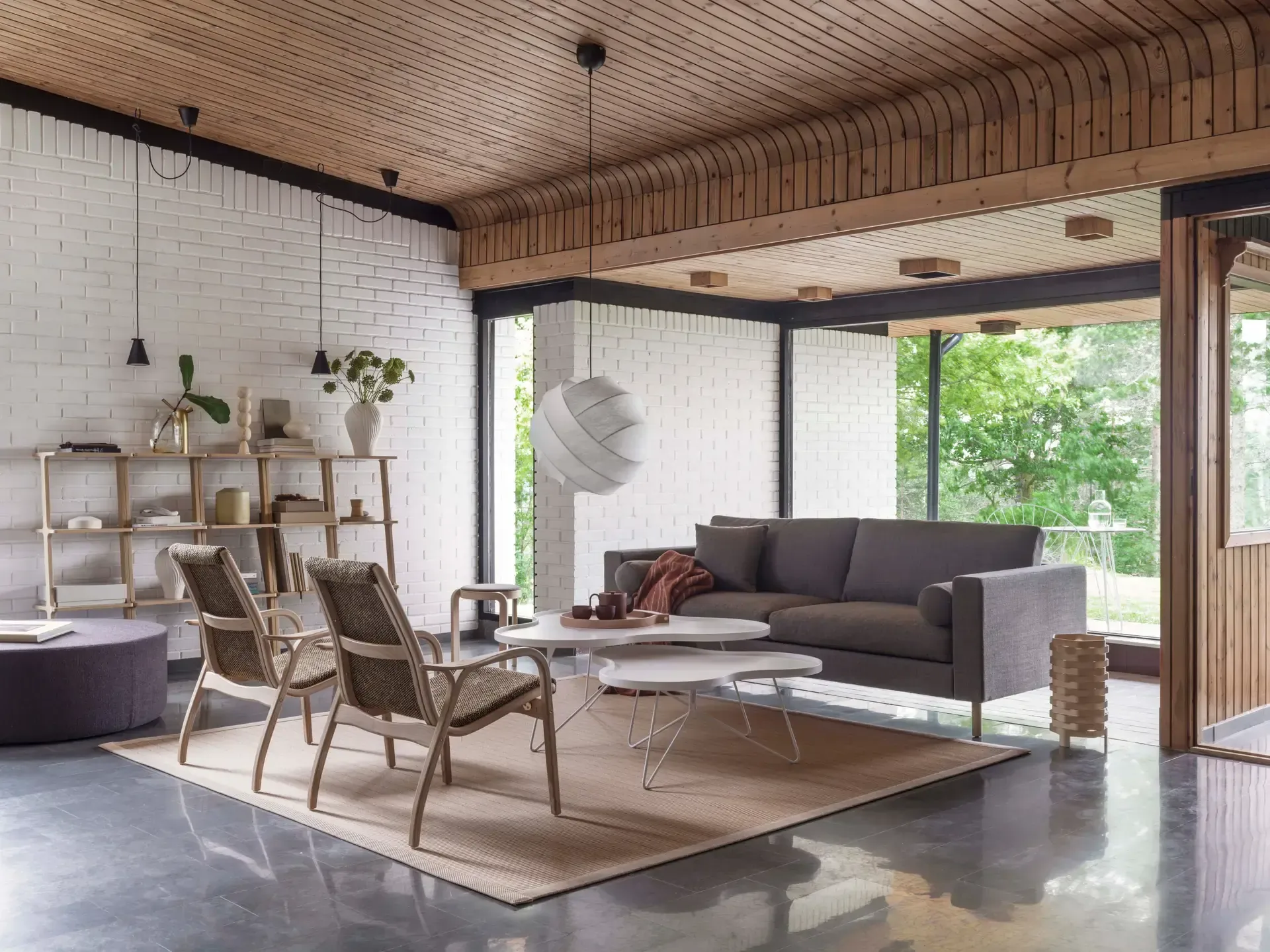 Laminett armchair, Sheepskin Charcoal-white pigmented oak Swedese