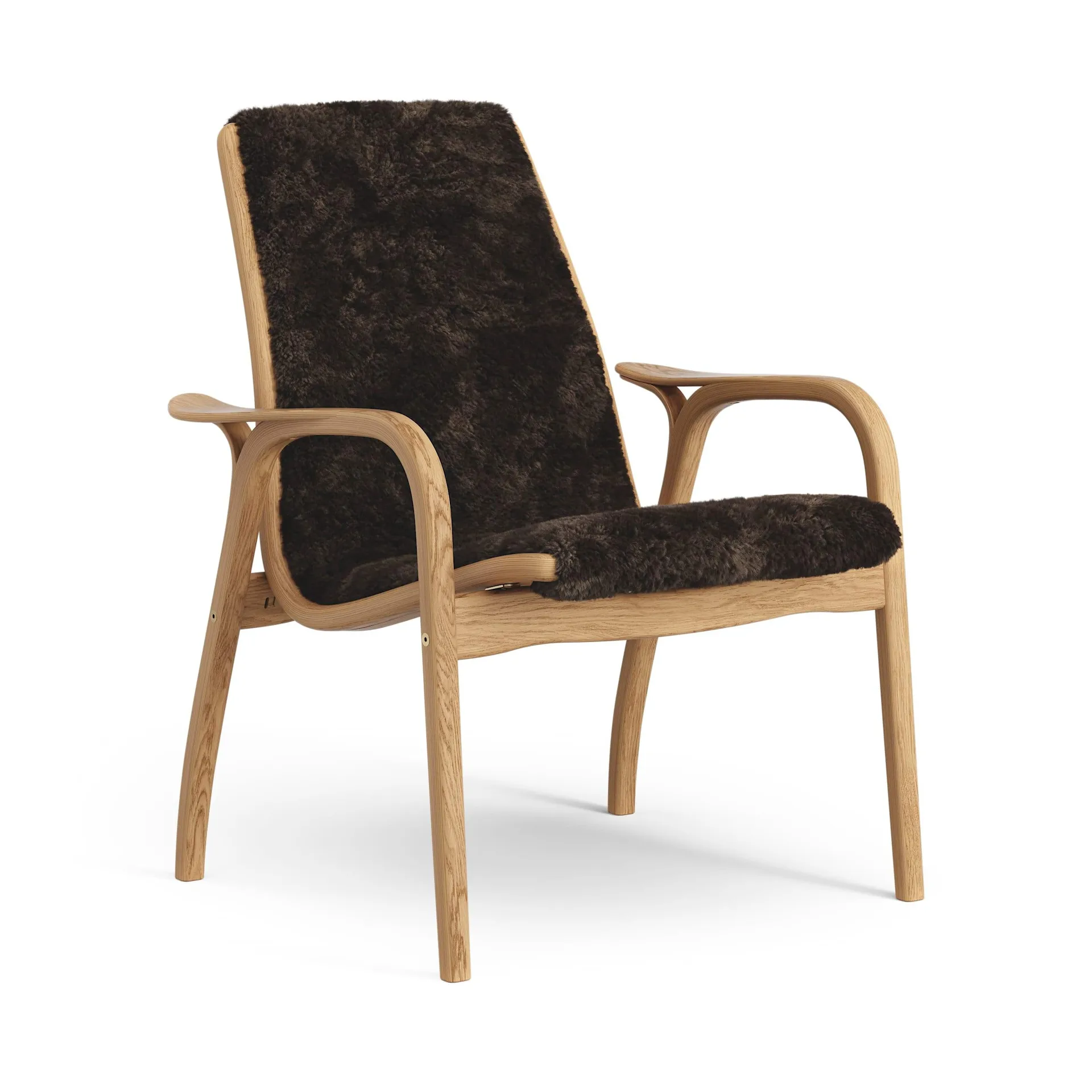 Laminett armchair, Sheepskin Espresso-oiled oak Swedese