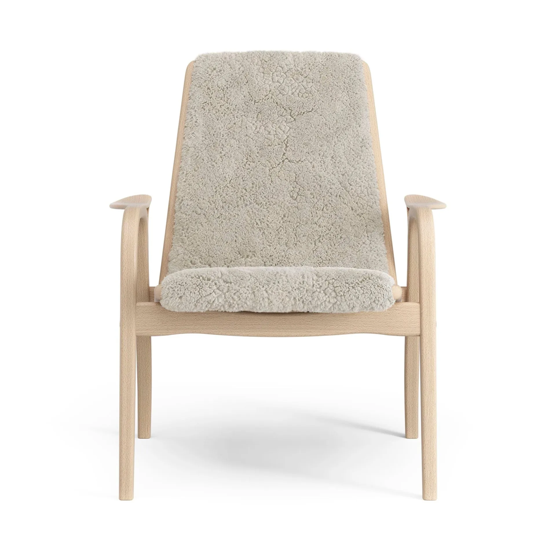 Laminett armchair, Sheepskin Moonlight-lacquered beech Swedese