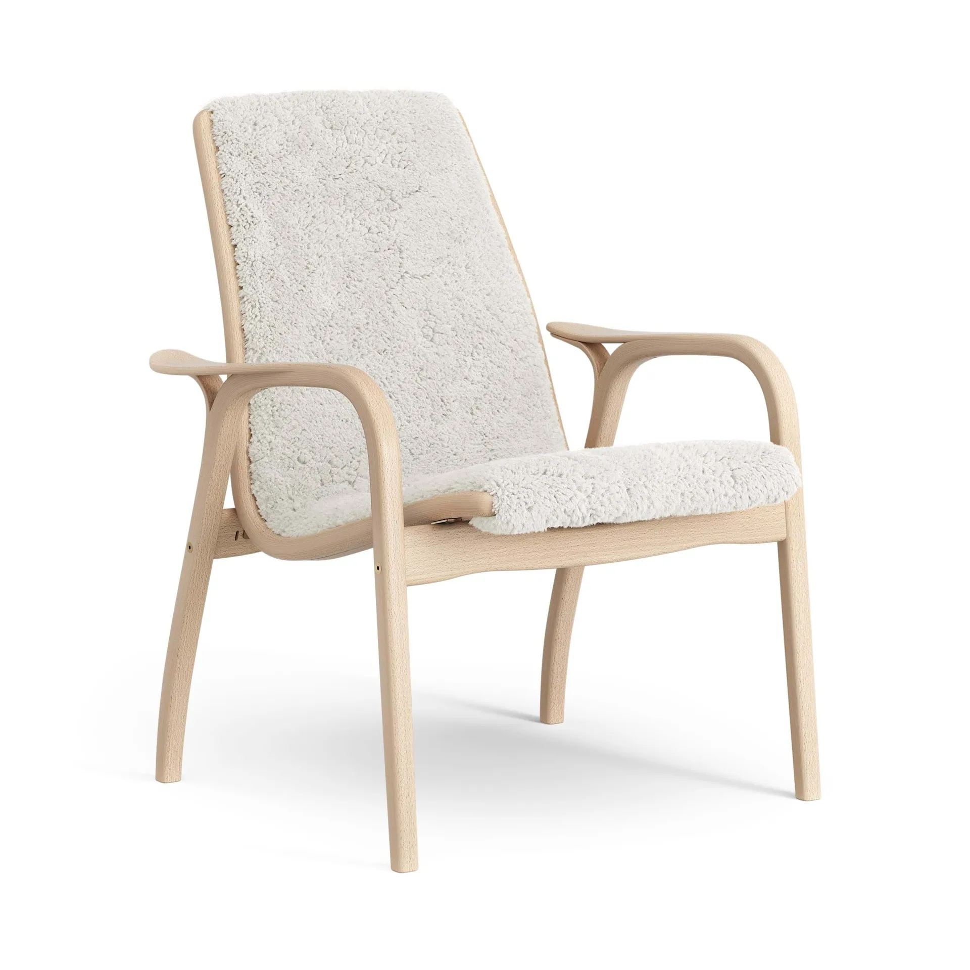 Laminett armchair, Sheepskin Off white-lacquered beech Swedese