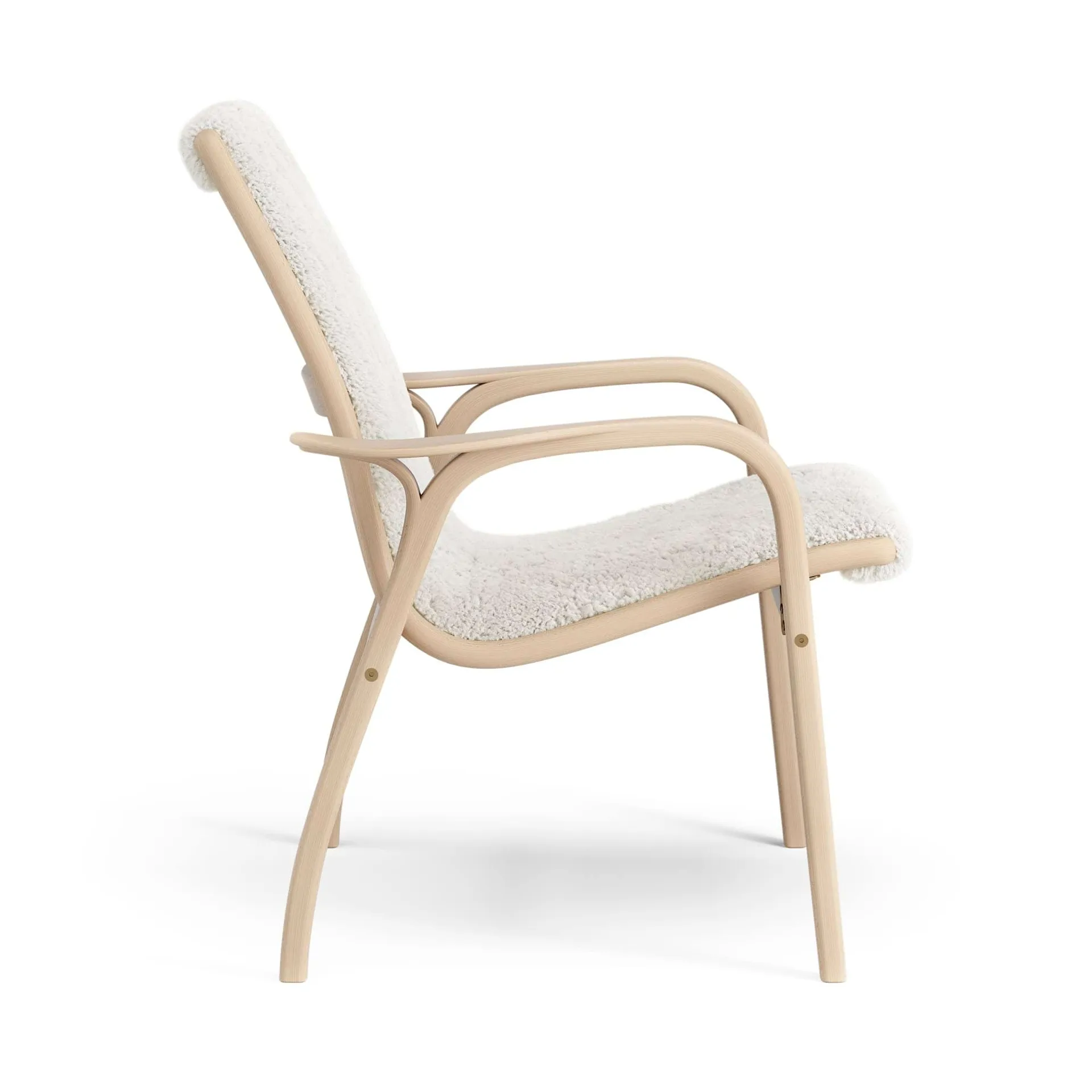 Laminett armchair, Sheepskin Off white-lacquered beech Swedese