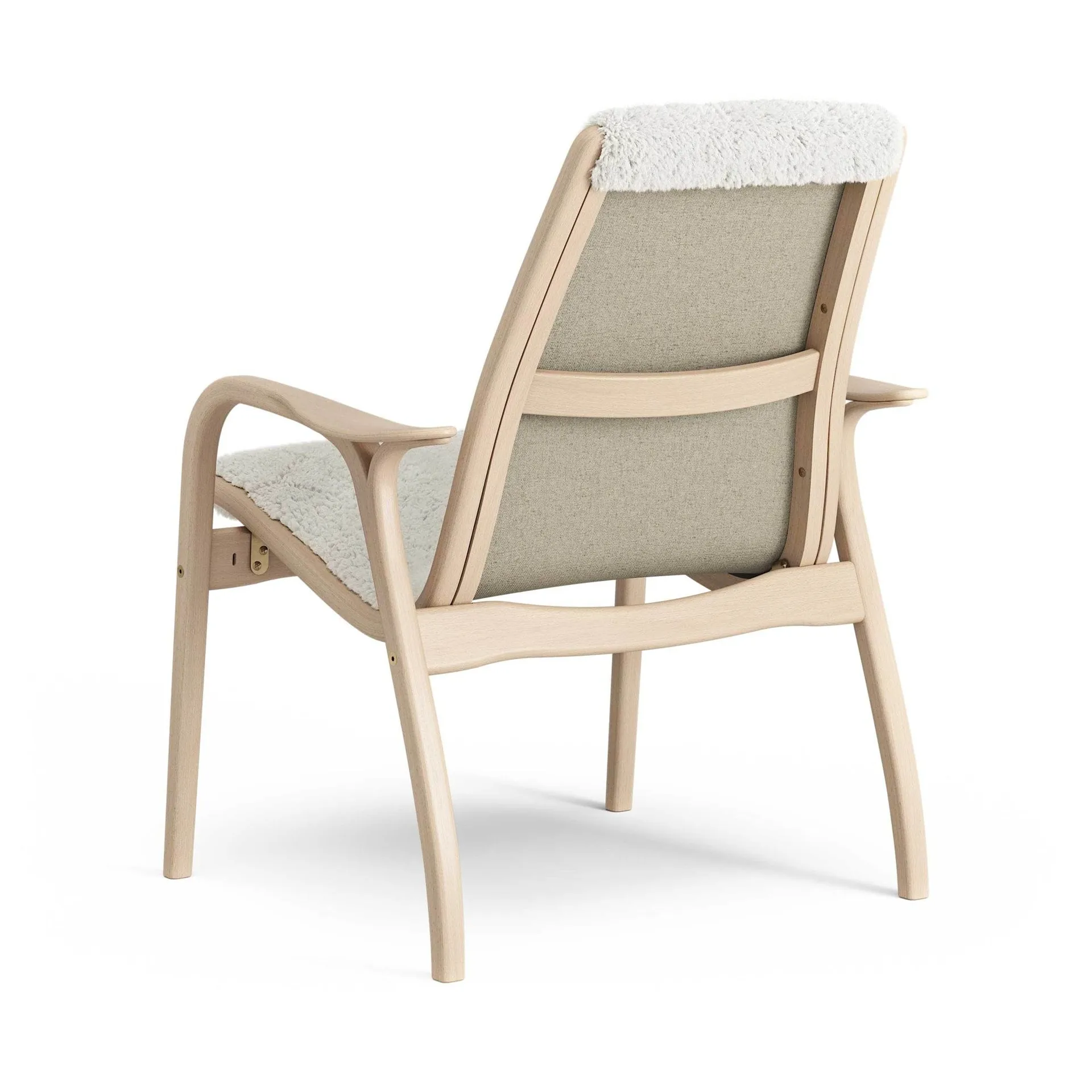 Laminett armchair, Sheepskin Off white-lacquered beech Swedese