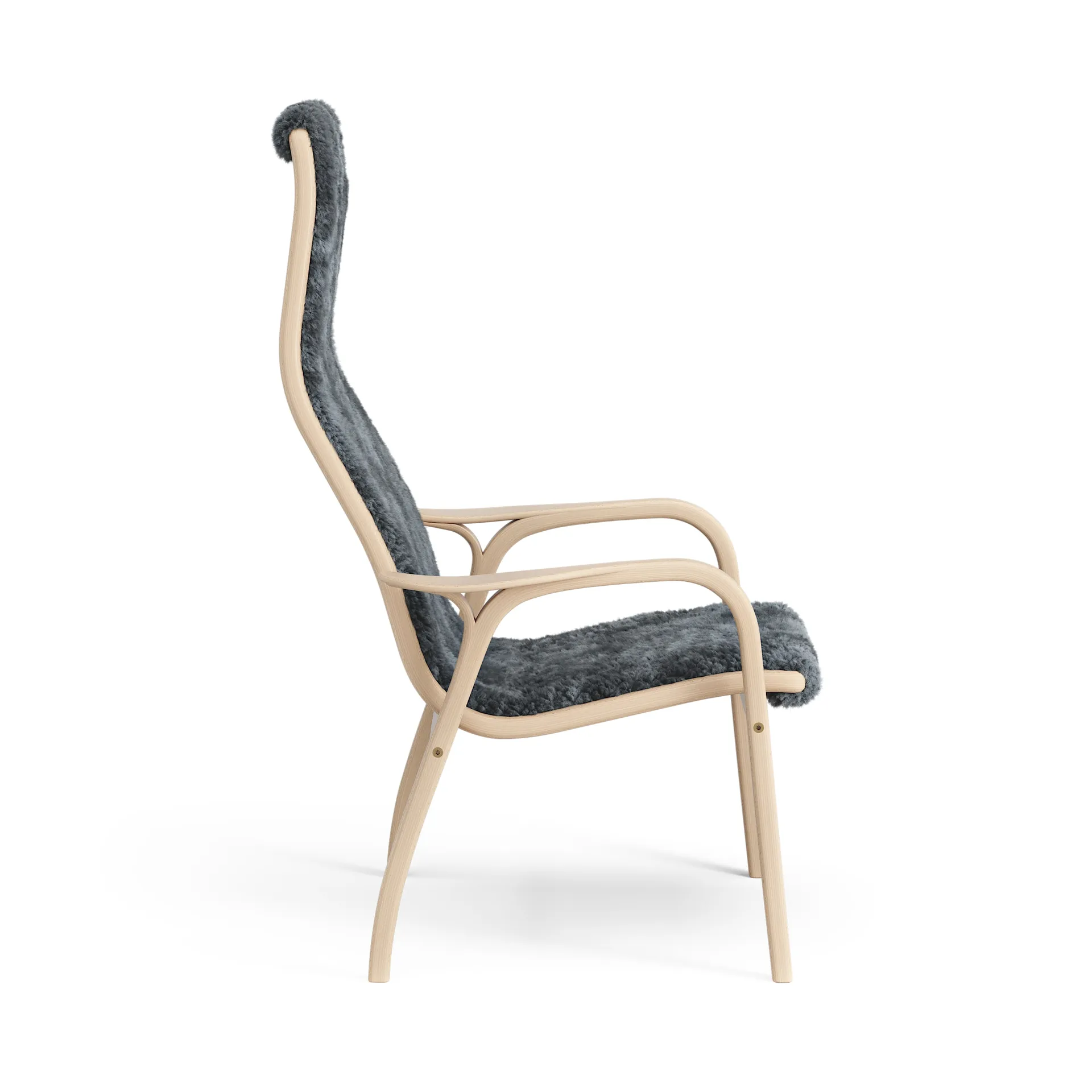 Lamini children's arm chair laquered beech/sheep skin, Charcoal (dark grey) Swedese