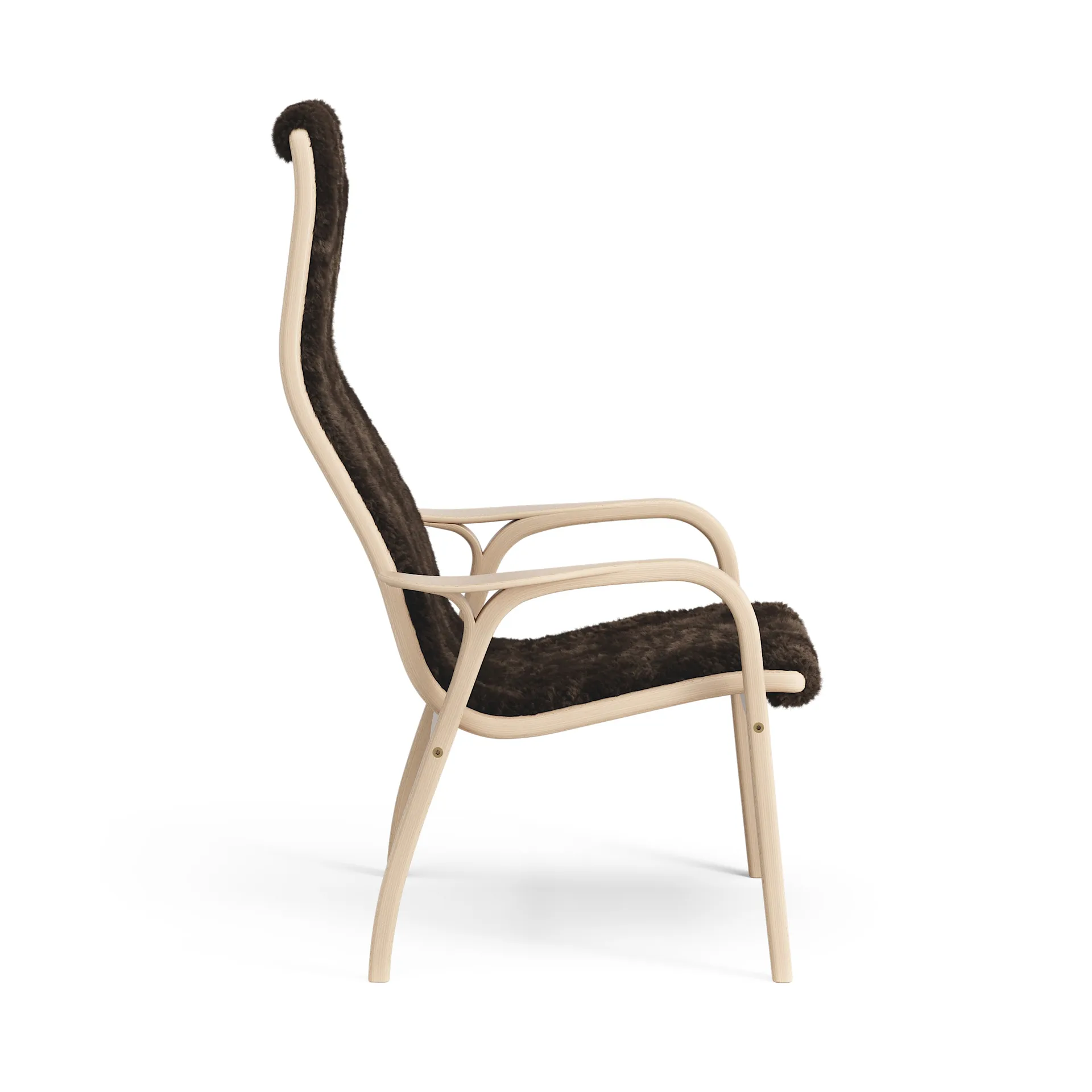 Lamini children's arm chair laquered beech/sheep skin, Espresso (brown) Swedese