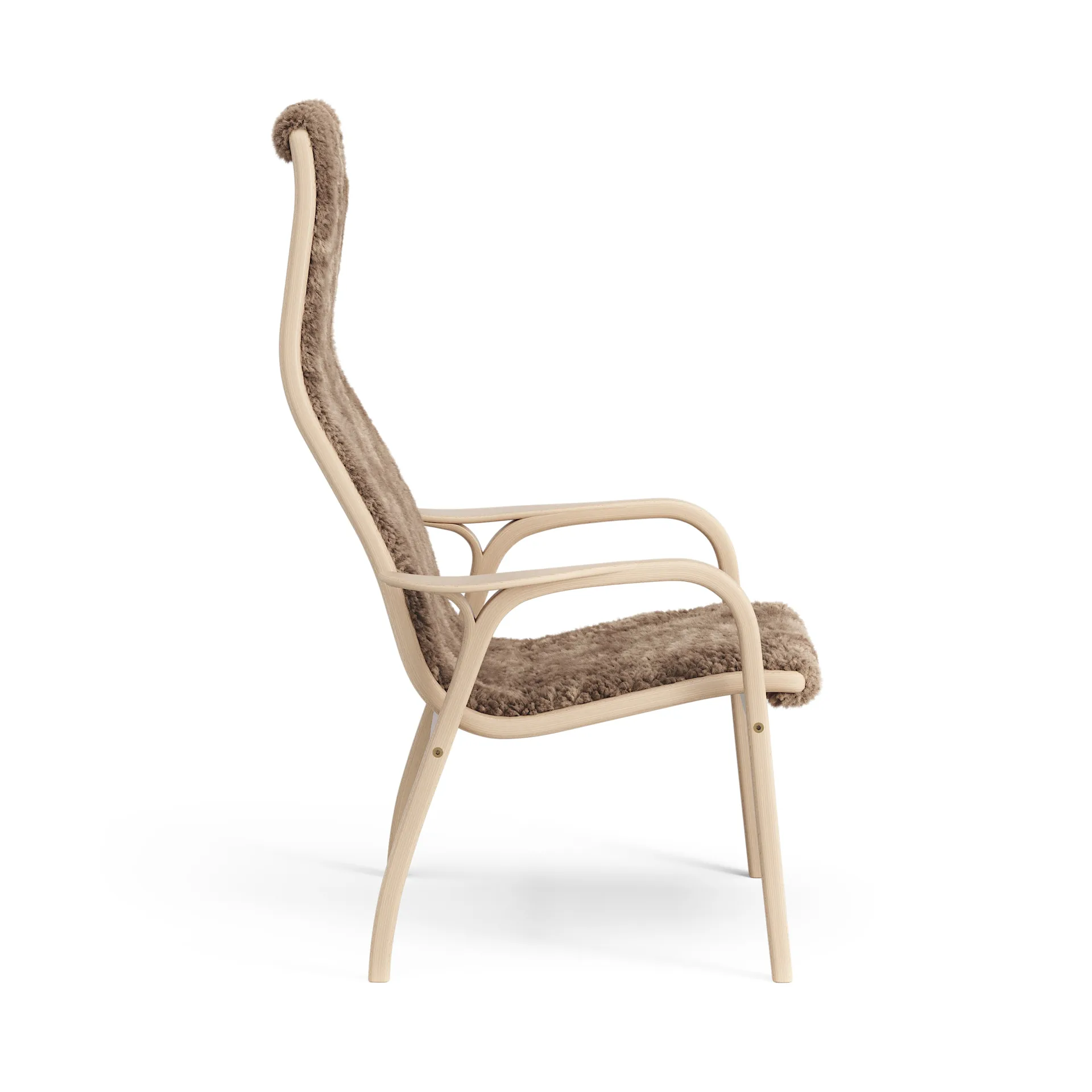 Lamini children's arm chair laquered beech/sheep skin, Sahara (nougat brown) Swedese