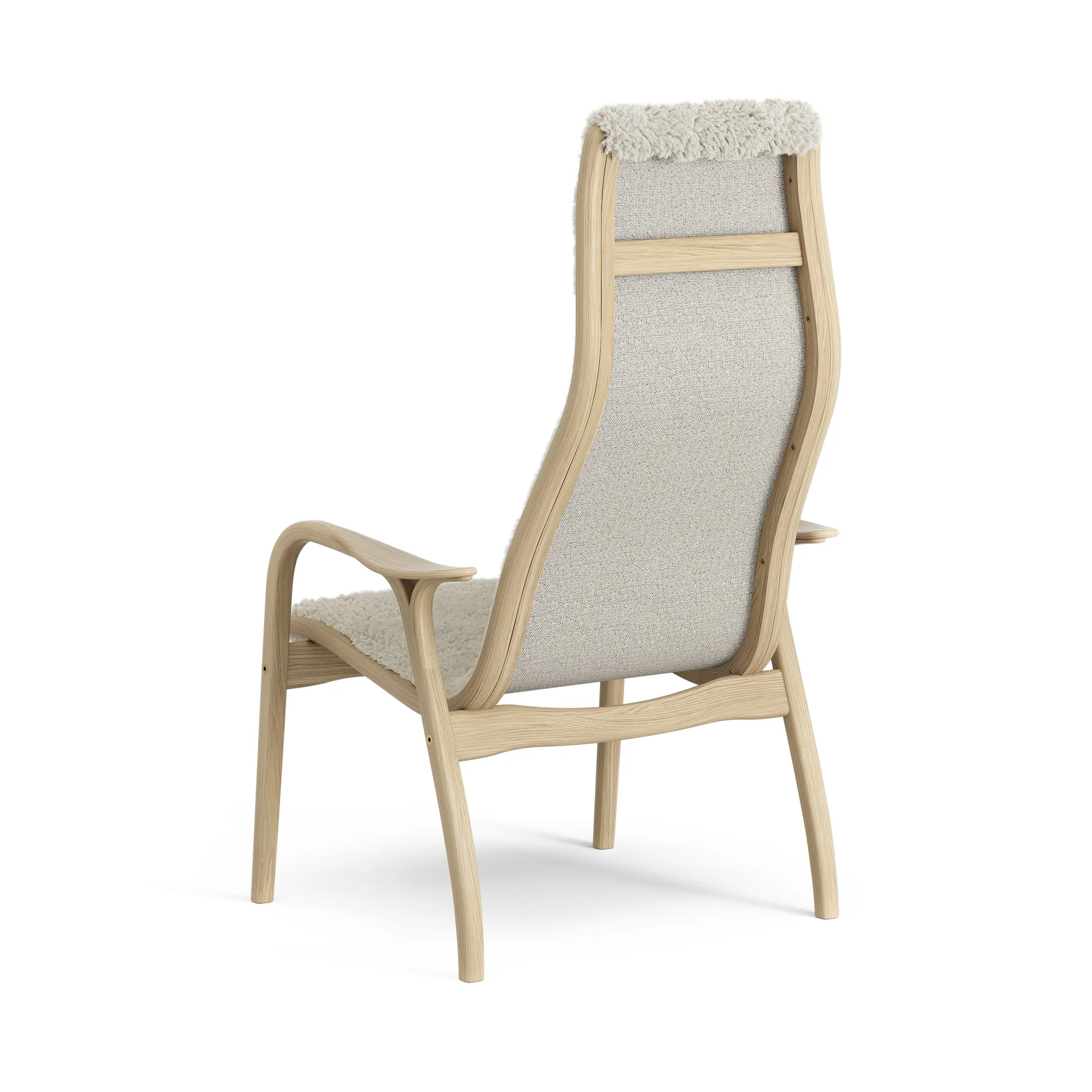 Lamini children's arm chair laquered oak/sheep skin, Moonlight (beige) Swedese
