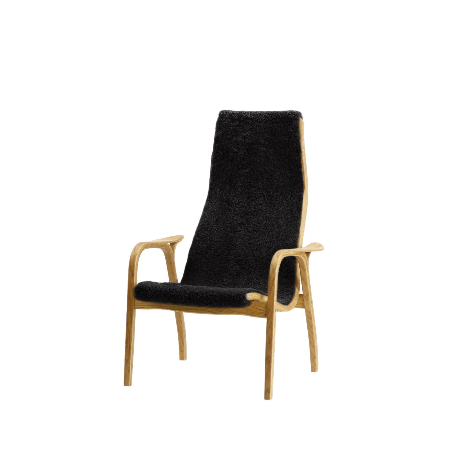 Lamini Children's armchair, Sheepskin black, oiled oak Swedese