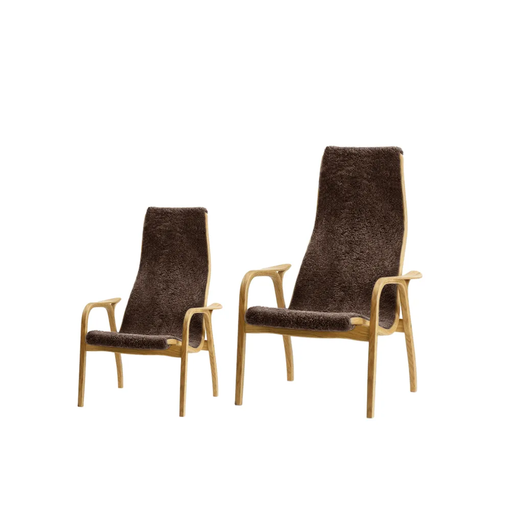 Lamini Children's armchair, Sheepskin black, oiled oak Swedese