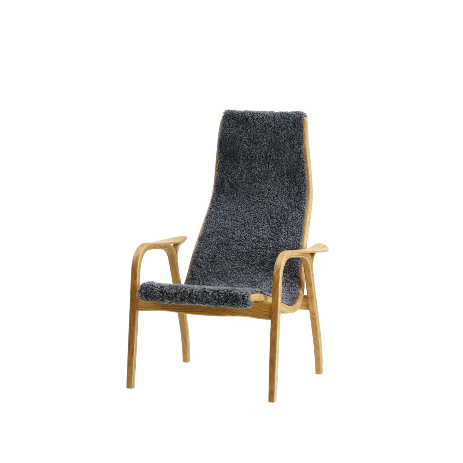 Lamini Children's armchair, Sheepskin charcoal, oiled oak Swedese