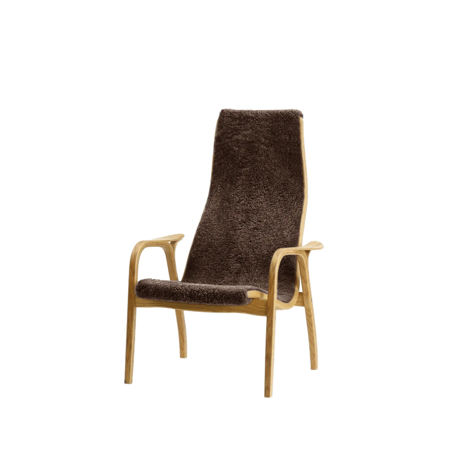 Lamini Children's armchair, Sheepskin espresso, oiled oak Swedese