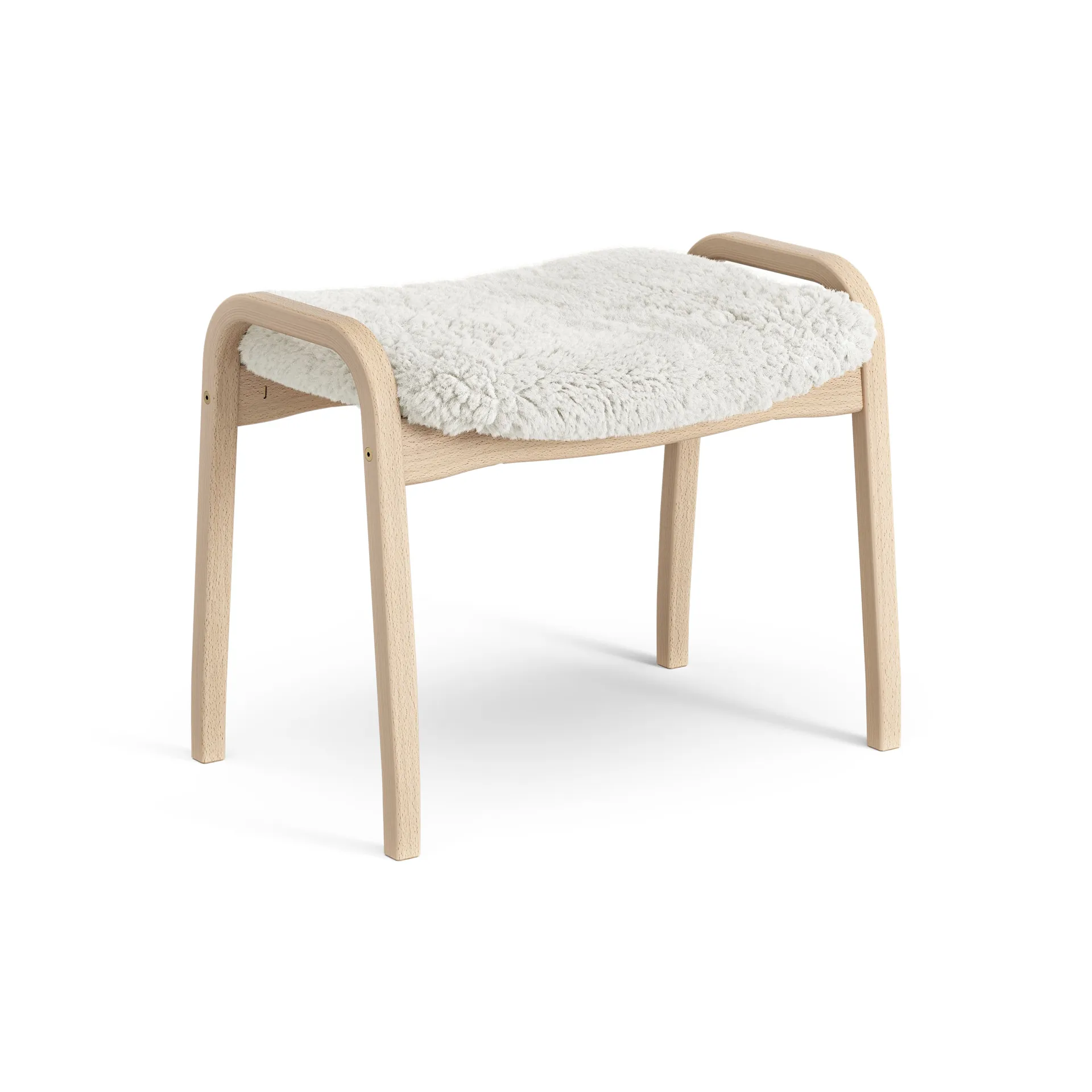 Lamini children's foot stool laquered beech/sheep skin, Off white (white) Swedese
