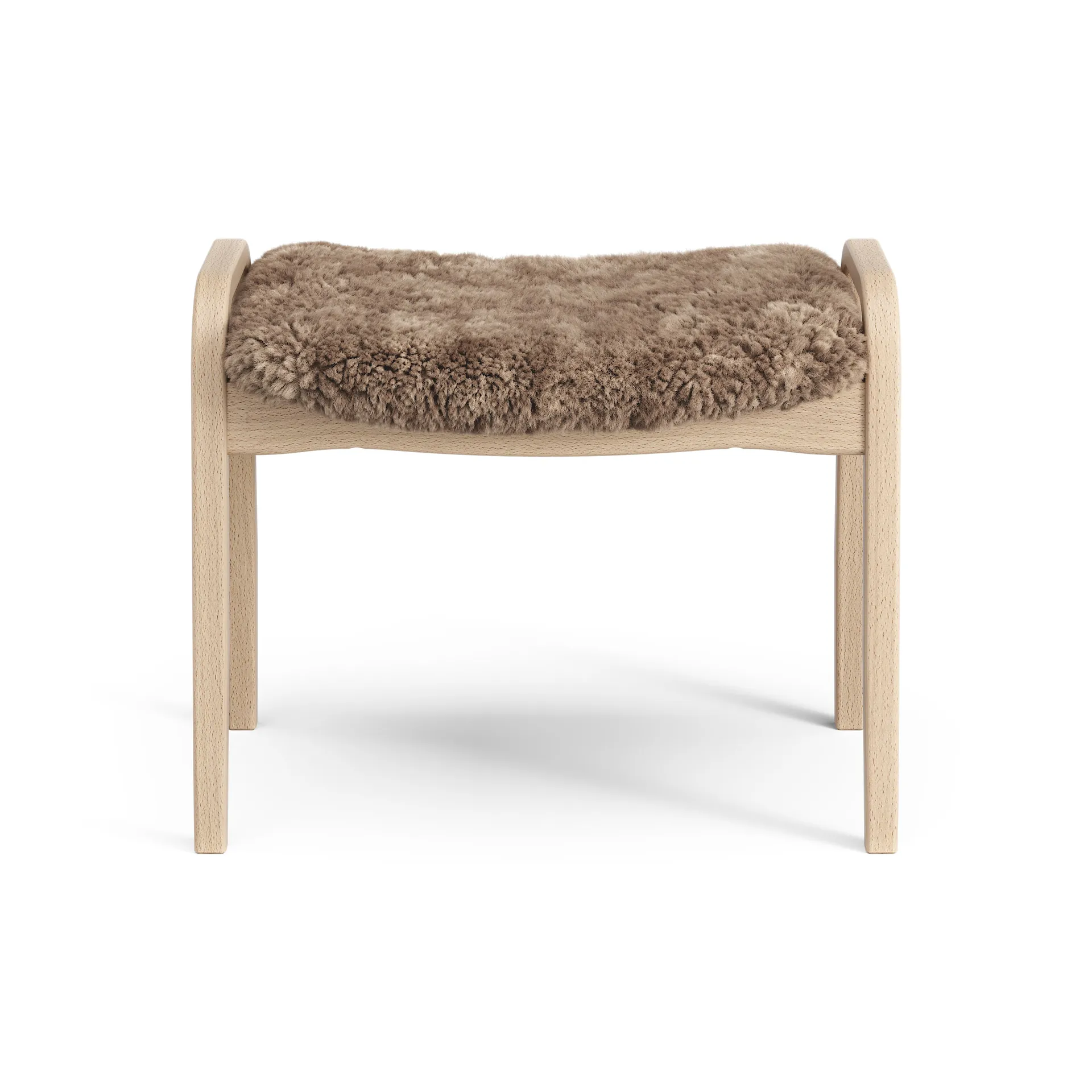Lamini children's foot stool laquered beech/sheep skin, Sahara (nougat brown) Swedese