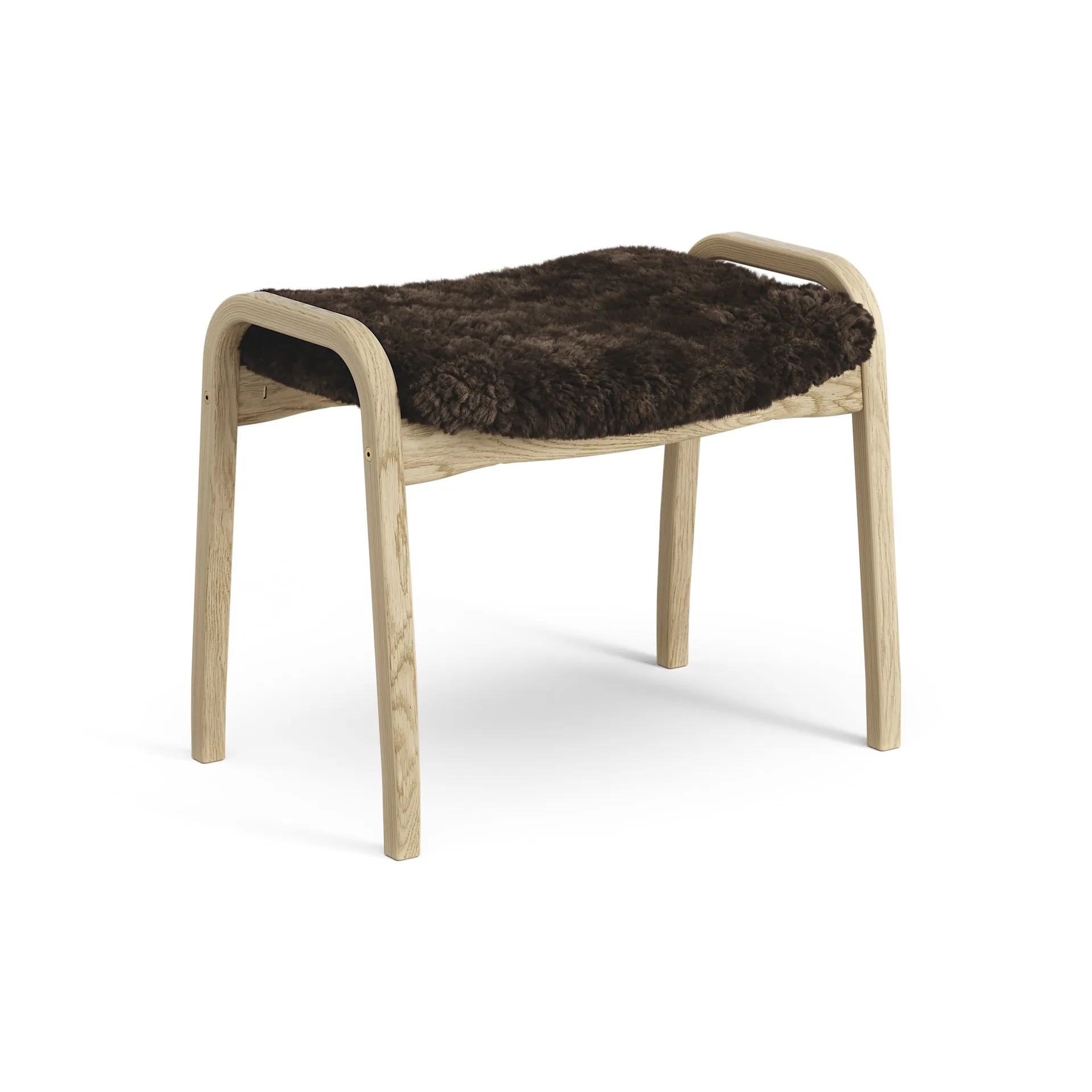 Lamini children's foot stool laquered oak/sheep skin, Espresso (brown) Swedese