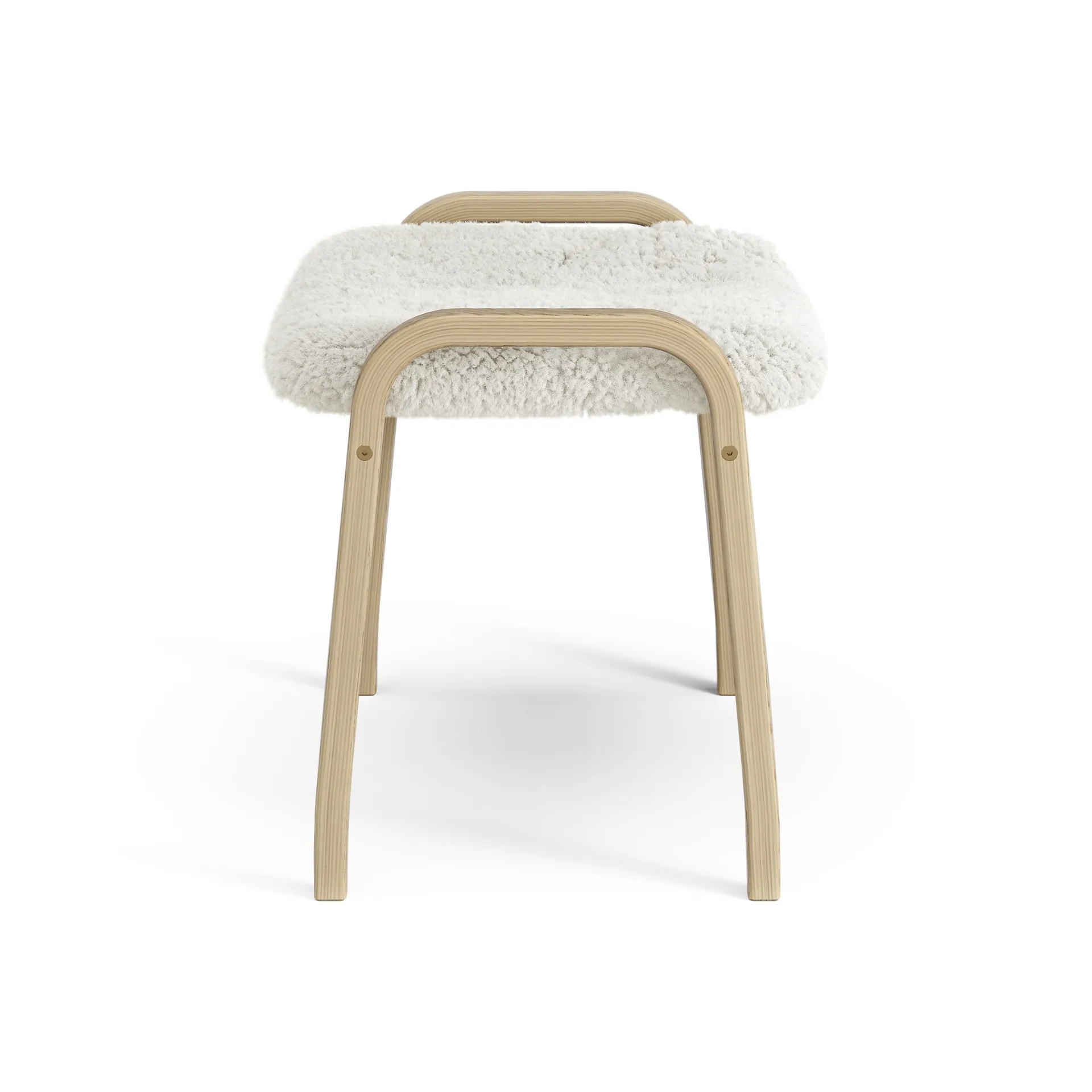 Lamini children's foot stool laquered oak/sheep skin, Off white (white) Swedese