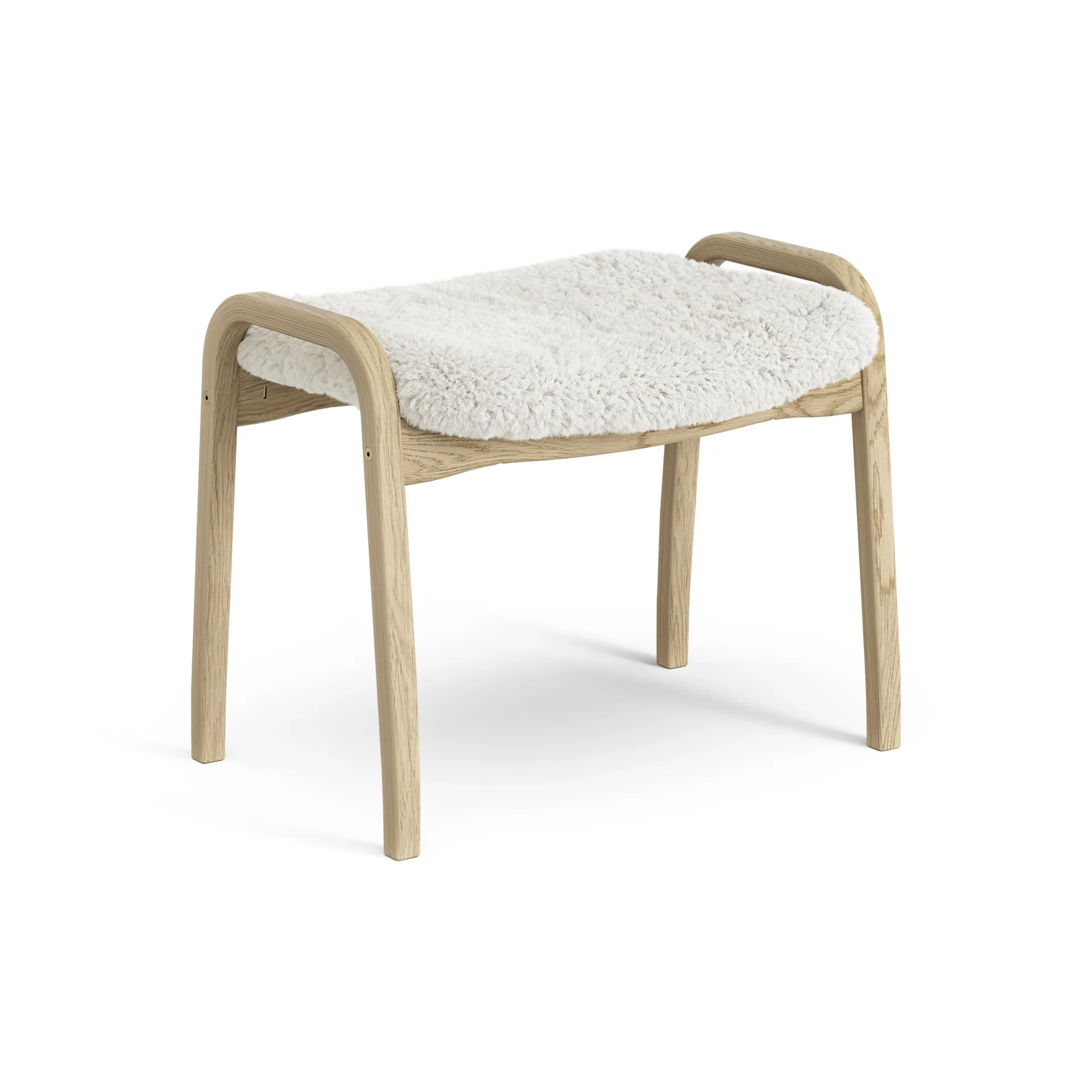 Lamini children's foot stool laquered oak/sheep skin, Off white (white) Swedese